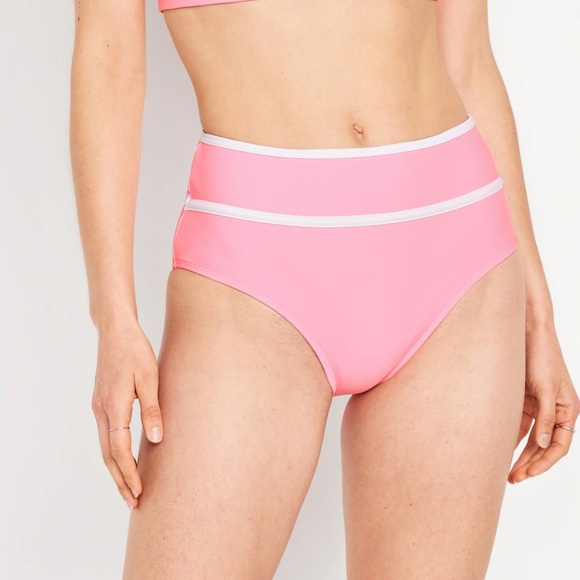 NWT OLD NAVY High-Waisted Bikini Swim Bottoms  Color: Pink Edge Neon - Picture 2 of 10